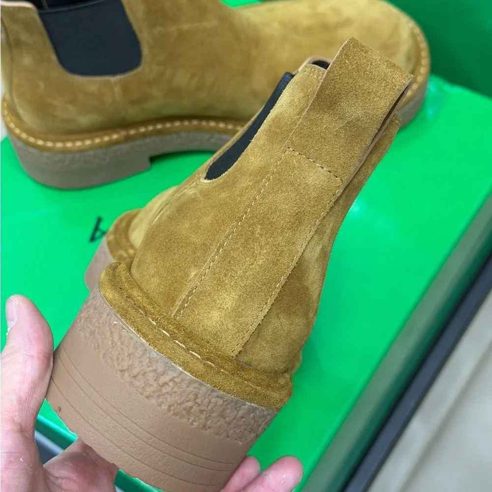 Bottega Veneta Men's Suede Chukka Boots in Mustard
